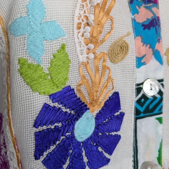 Parsely & Sage Colorful Mixed Print Cotton Button Up Dress M - Picture 3 of 9